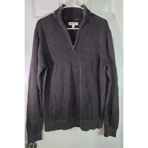 Goodthreads Men's M 100% Cotton Quarter Zip Sweater Charcoal Gray Cable Knit